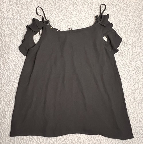 Express schwarze Bluse Schulterfrei Ärmel Damen Größe M mit Rüschenärmeln - Bild 3 von 9
