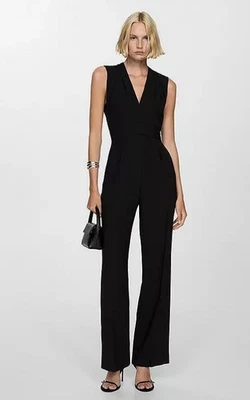 Mango Combinaison Sans Manches Col V Noir Taille 12/L (Zip) fmn51-20.1 - Photo 1/3