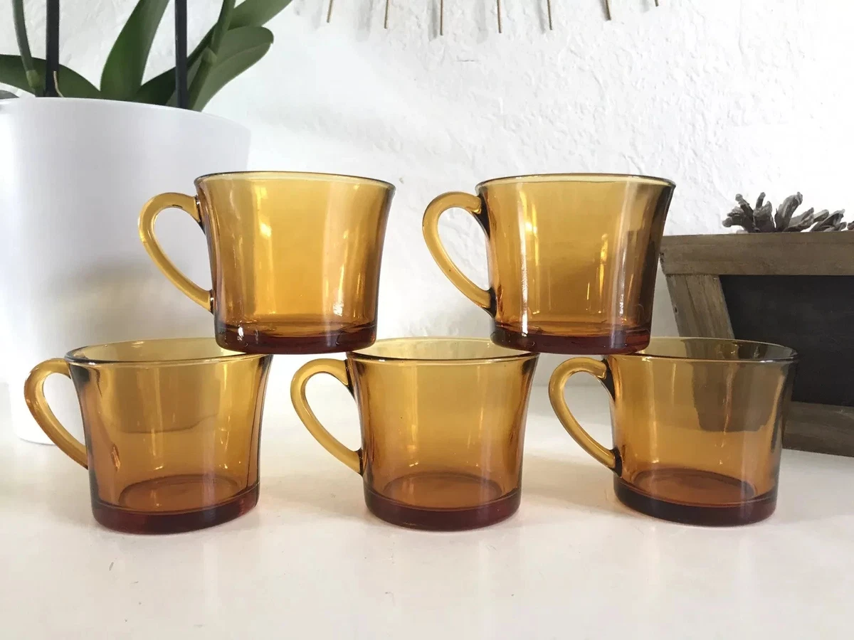 Service à Café Vintage Duralex Ambré - Tasses En Verre - Neuf