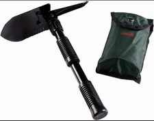 Coleman Folding Shovel with Pick and Pouch Tempered Steel Construction NEW