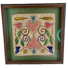 Vintage Framed HAITIAN Vodou Voodoo Drapo FLAG Sequins Hearts