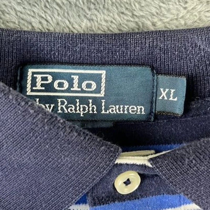 Polo Ralph Lauren XL azul marino a rayas manga corta para hombre bueno Foto 3 de 4