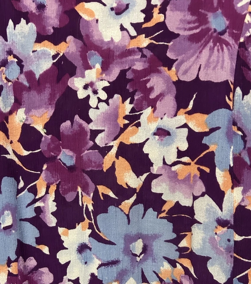 Woman Within Dress 1X Cute Purple Blue Floral Print Rayon Popover Sundress 22/24 - Image 3 of 4