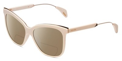Police SPL621 Affair-2 Cateye Polarized BI-FOCAL Sunglasses in Ivory White 56 mm