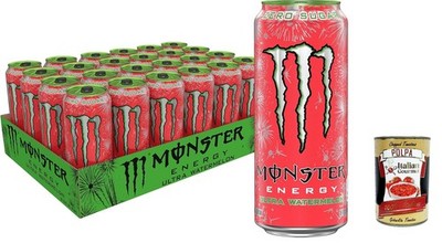 Monster Energy Ultra Watermelon zuckerfreier Energydrink, 473ml, 24 Stück+Polpa