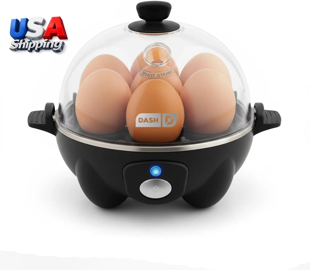 Electric Egg Cooker 7-Egg Capacity Boiler Poacher Steamer with Recipe Guide