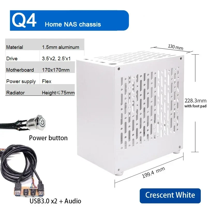 Aluminum Chassis 3.5' X2 2.5' 75mm CPU Radiator Flex PSU Mini ITX Compter Case - Image 2 of 4