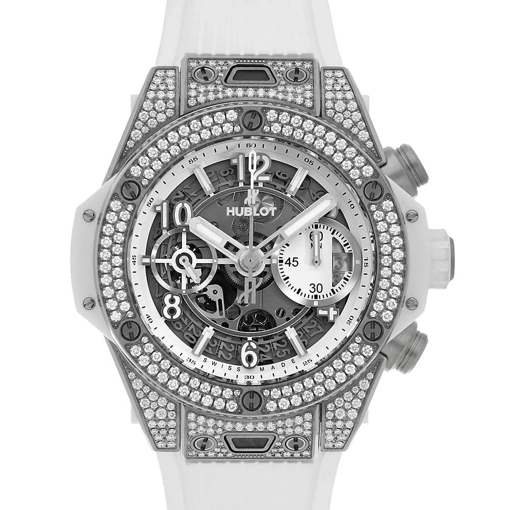 Hublot — HUBLOT Big Bang Unico Titanium White Pavé 441.NE.2010.RW.1704 second hand mens