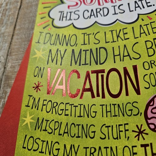 American Greetings Christmas Card 6x8 Late Card Forgetful Funny Humor - Picture 4 of 8