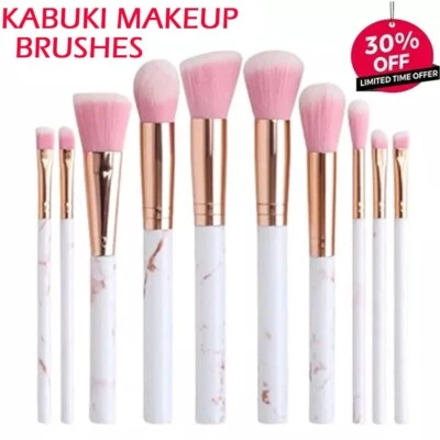 10 pcs Kabuki Make up Brushes Set Eye shadow Blusher Face Powder Foundation UK