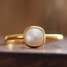 Dainty Freshwater Pearl Ring, 925 Sterling Silver Ring, Gold Plated Women Ring