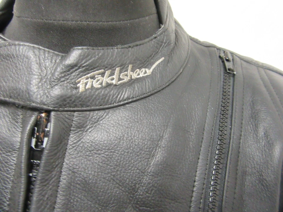VINTAGE 90'S LEATHER CAFE RACER MOTORCYCLE JACKET SIZE 56 OR XL, FIELDSHEER RLX - Image 2 of 4