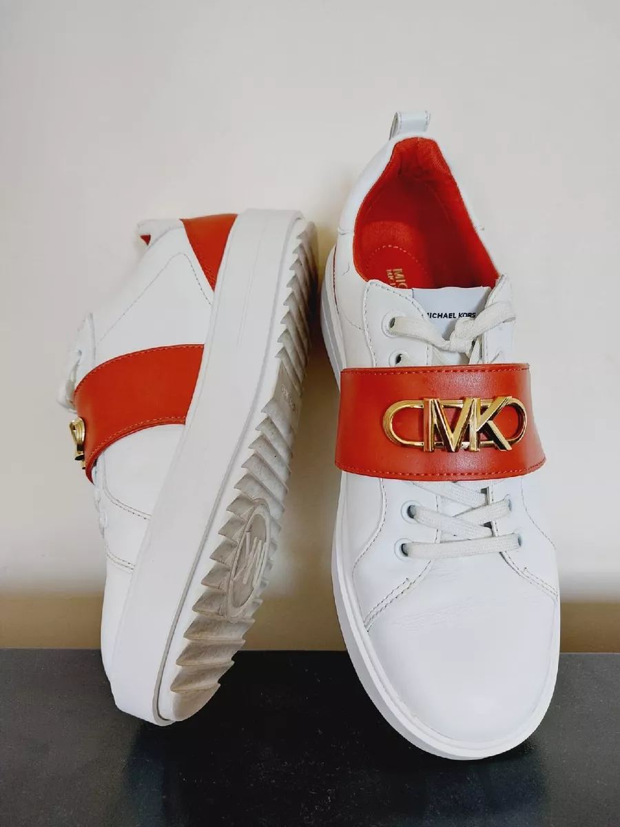 Michael Kors Emmett Two Tone Logo Embellished Leather Sneaker Size