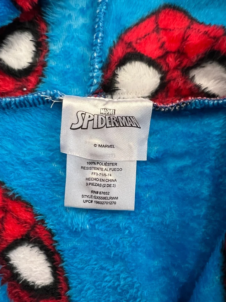 Плюшевый мягкий коралловый флисовый халат с капюшоном для мальчиков Spiderman - Изображение 2 из 4