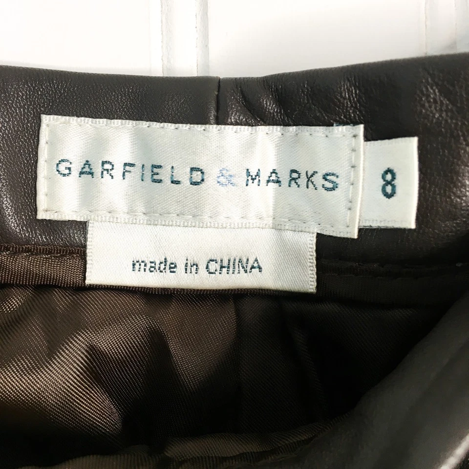 Pantalones de cuero Garfield & Marks para mujer de pierna recta negros bolsillos cremallera mosca 8 Foto 3 de 3