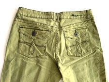 Jag Jeans Women's Size 14 Stretch Olive Green Cropped Jeans Pockets Embroidered
