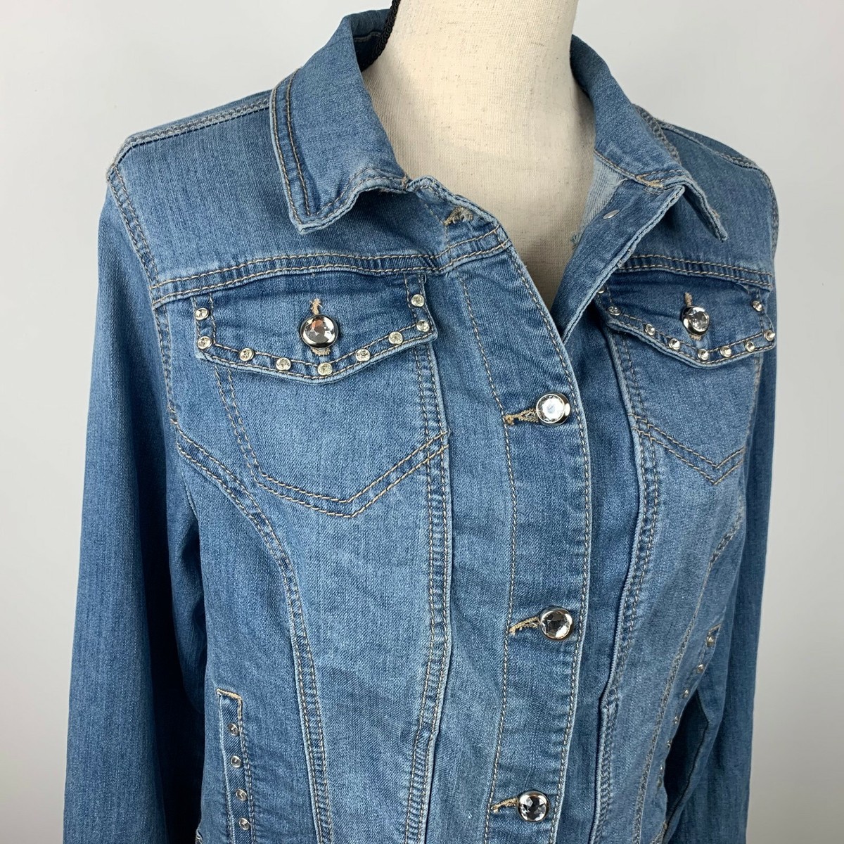 Earl Jeans Women Denim Vintage Jean Jacket Cotton Stretch Medium