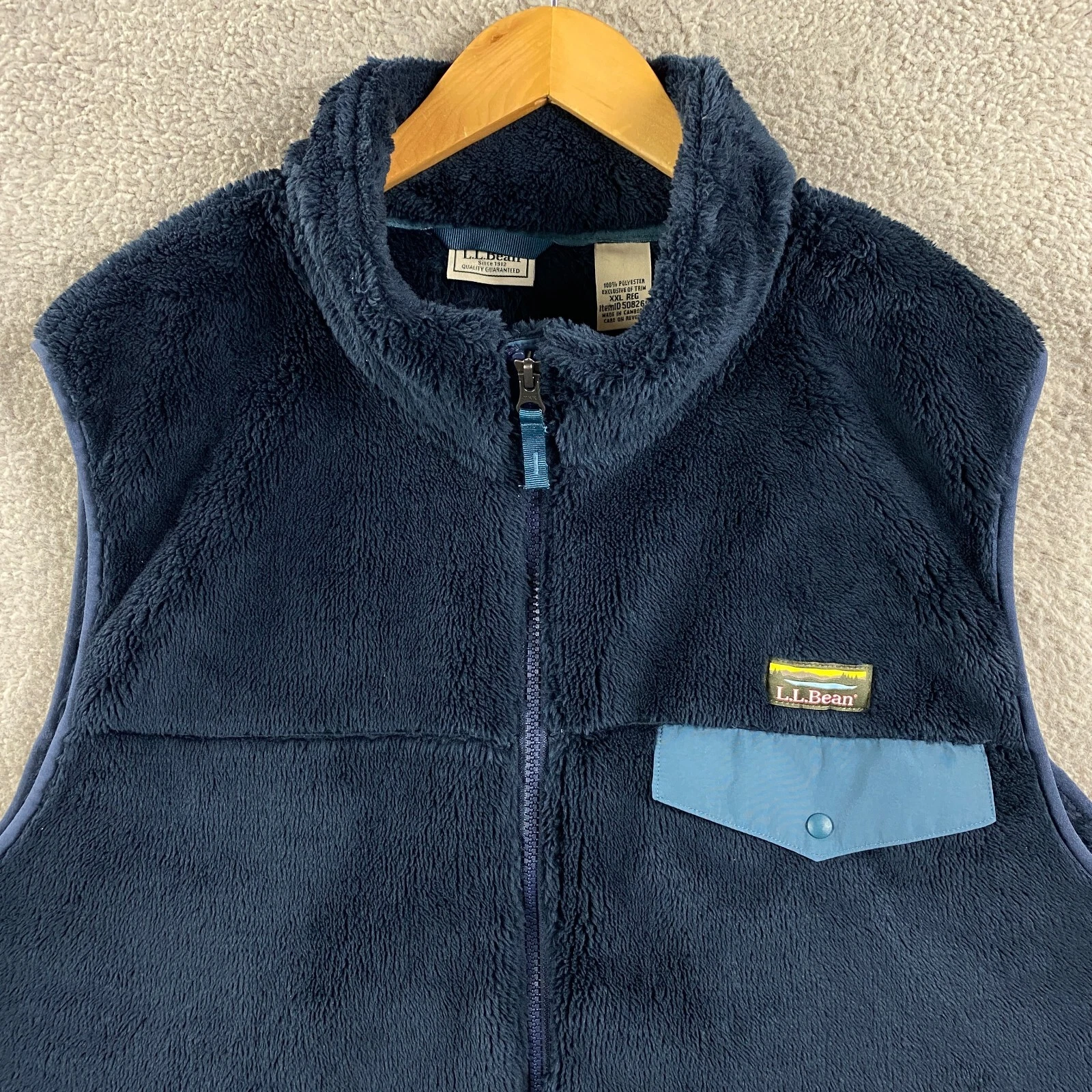 L.L. Bean Sweater Fleece Vest Mens XXL 2XL Blue Full Zip Pocket Jacket $79
