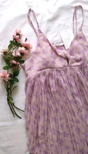 Oak + Fort Women Sz L Twist Front Foral Pleated Babydoll Dress NWT