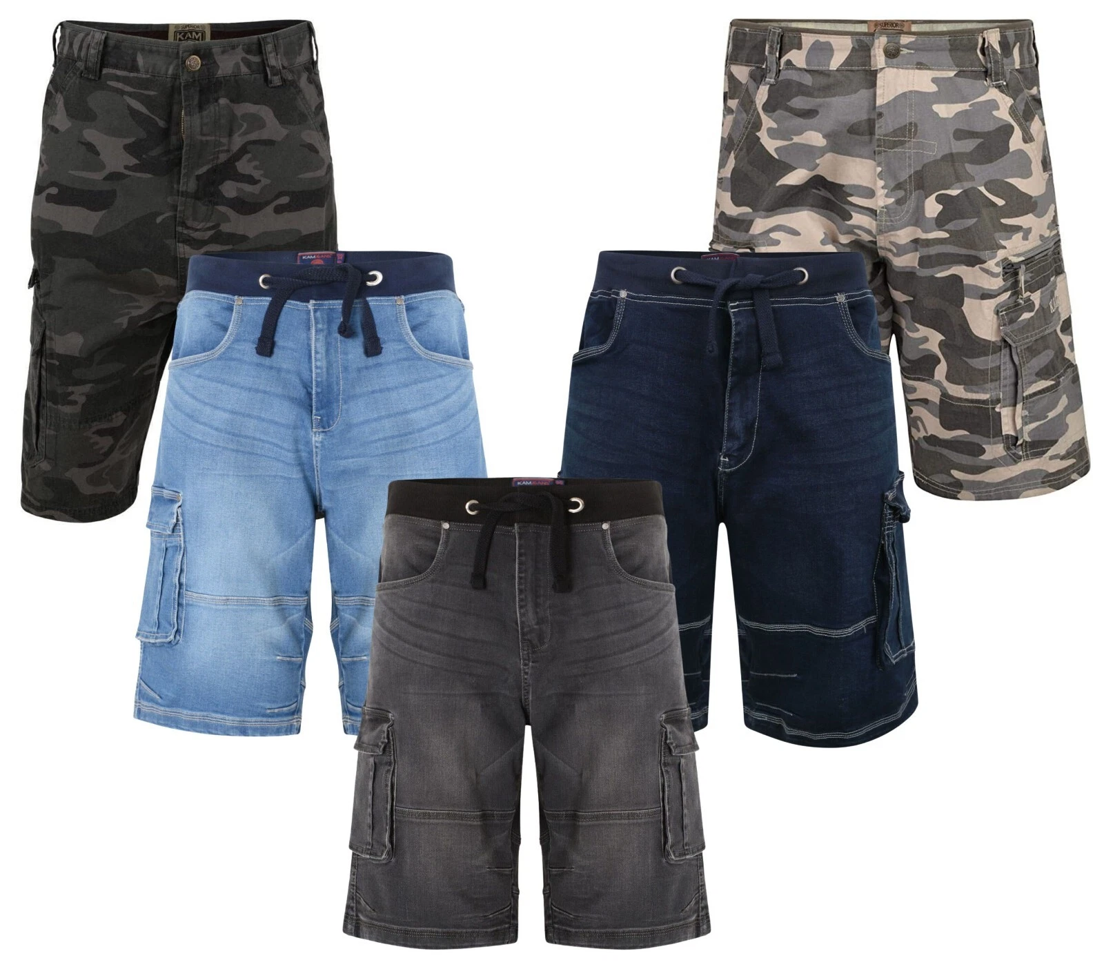 Mens Big Size Shorts Cargo Combat Casual Summer Camo Denim Half Pants 40-60
Opens in a new window or