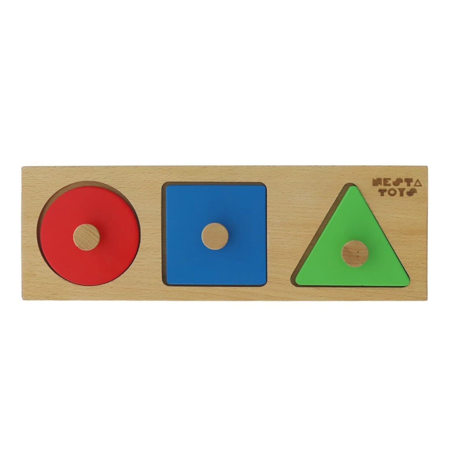 Image of NESTA TOYS Montessori Forme in Legno Jumbo Knob Puzzle | Primo set di puzzle