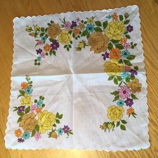 Handkerchief 15 inches floral sheer scalloped edges  