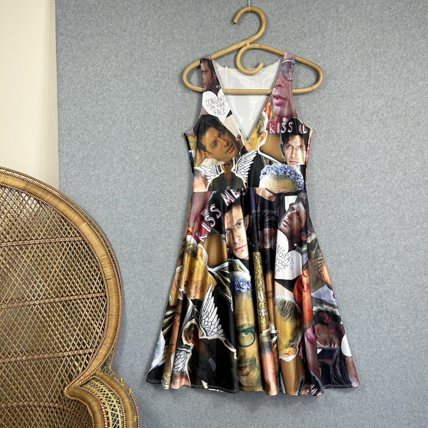 Living Dead Dress Size L Jeff Goldblum Print Skater Fit & Flare 