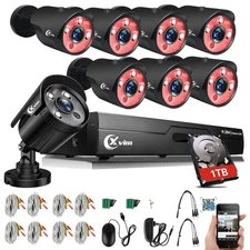 XVIM 8CH DVR CCTV 1080P Outdoor Home Security Camera System Night Vision H.265+
