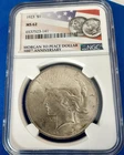 1923 Peace Silver Dollar, NGC Graded MS-62 100th Anniversary Label- 1005