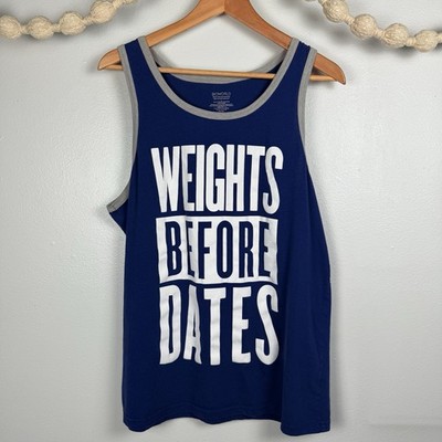 Bioworld  Weights Before Dates  Men s Tank Top Size Large Workout Blue & Grey 