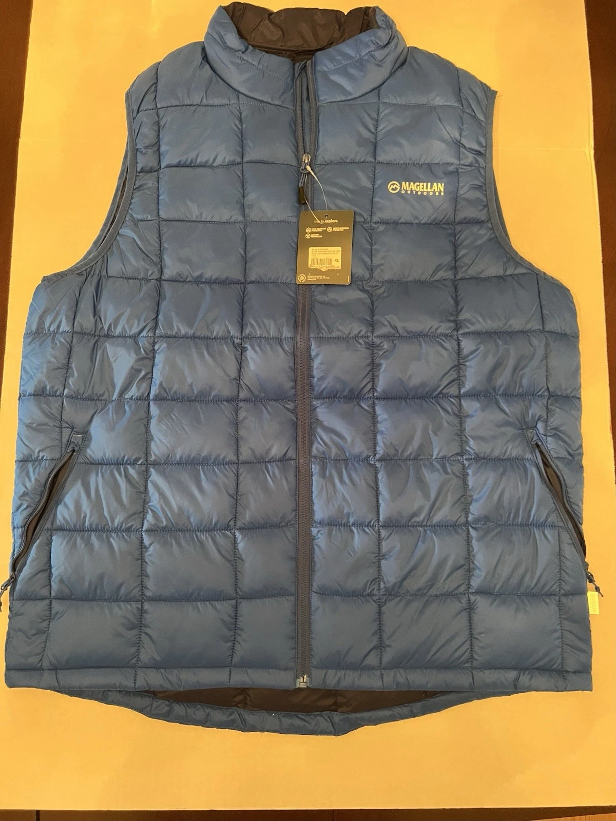 Magellan Outdoors Puffer Vest Mens Classic Fit Royal Blue Size XL