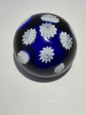 Murano Vintage Glass Millifiori Paperweight w Sticker