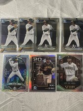 2025-26 Bowman Chrome, Refractor, Inserts Leo De Vries 7-card Lot.