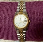 Vintage Seiko Womens Watch 23mm Two Tone 7N83-0041 Scratched New Battery 6.25"