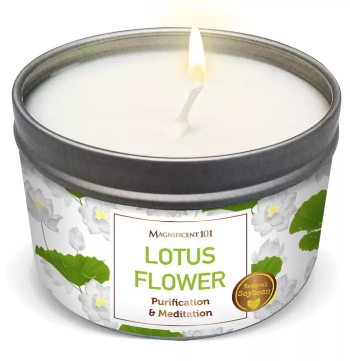 Великолепная ароматерапевтическая свеча для очищения и медитации с 101 цветком лотоса, 6 унций