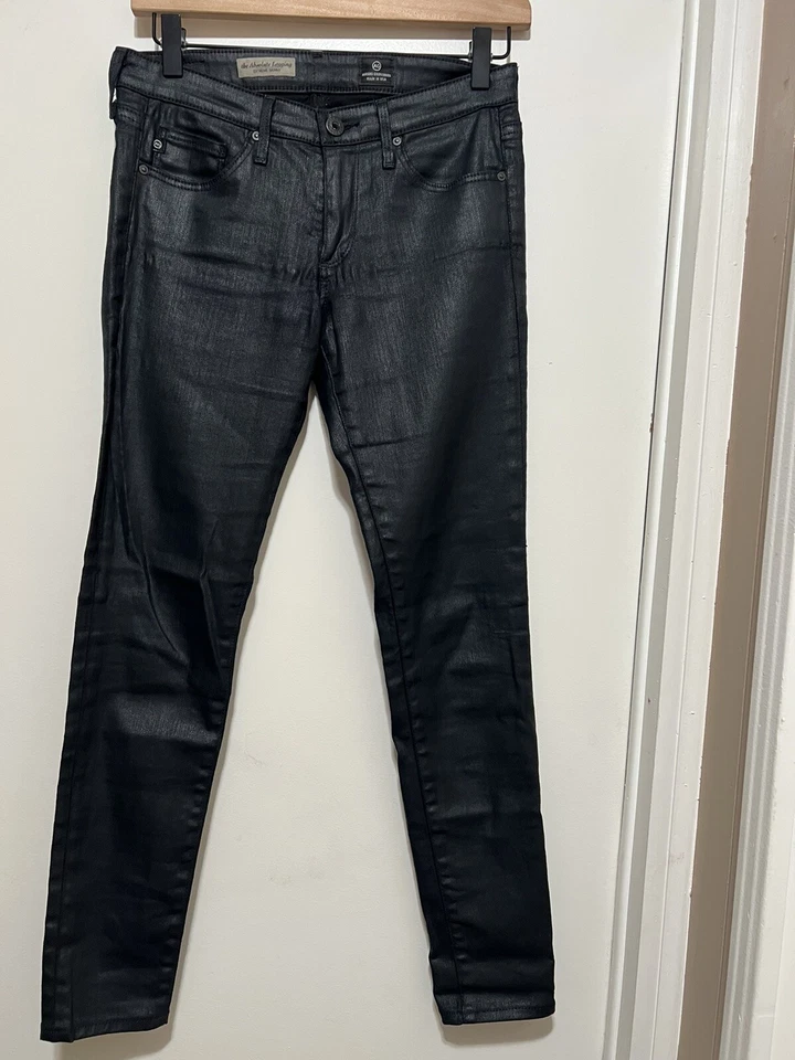 Calça jeans AG ADRIANO GOLDSCHMIED preta revestida The Absolute extrema skinny 26R - Imagem 4 de 4