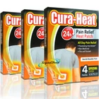 3x Cura Heat Pads Back & Shoulder 4 Heat Patches 24H Warm Pain Relief
