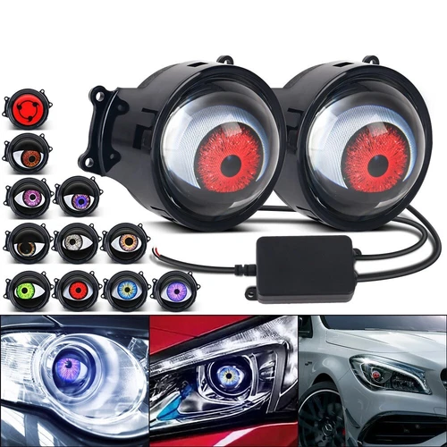 3" Car Motorcycle Dynamic LED Devil Eyes Light Bulb Headlight Kit Remote Control - Bild 5 von 20