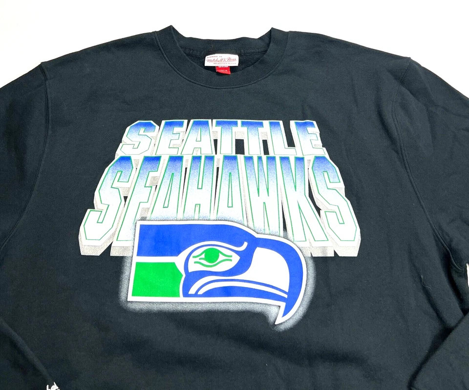 Vintage Mitchell Ness Sweatshirt Seattle Seahawks Black Tag 2XL actual M. - Image 2 of 4