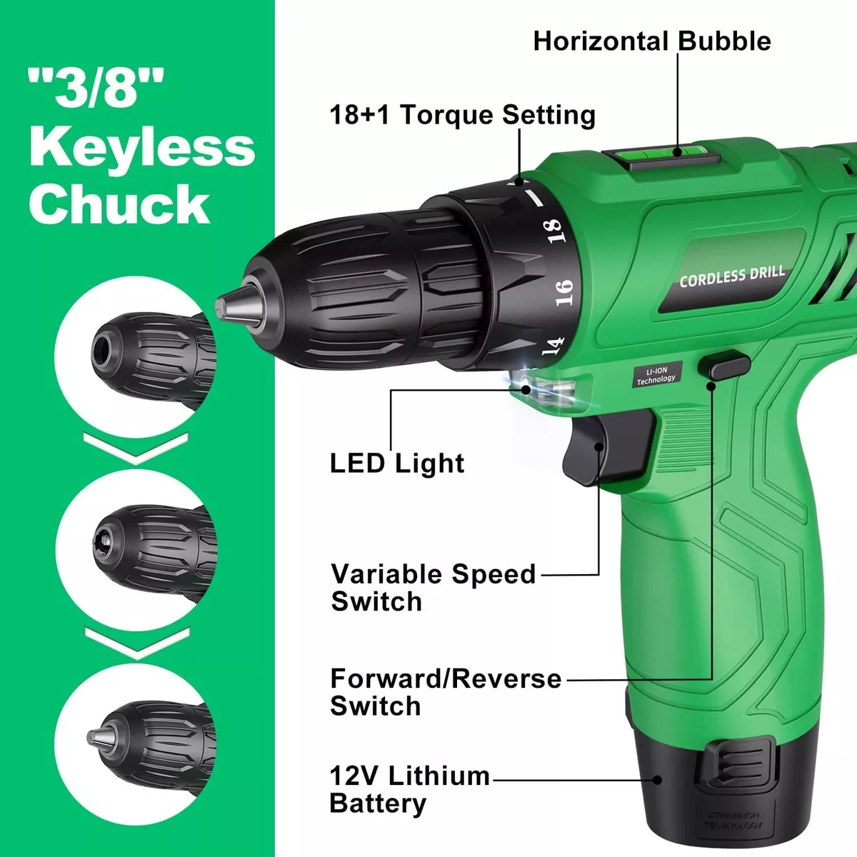 12V Cordless 3/8 in. Drill/Driver Kit