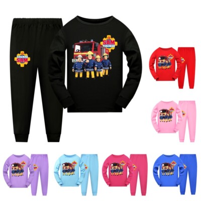 Feuerwehrmann Sam Langarm T-Shirt Hosen Anzüge Casual Pyjamas PJ'S Outfit