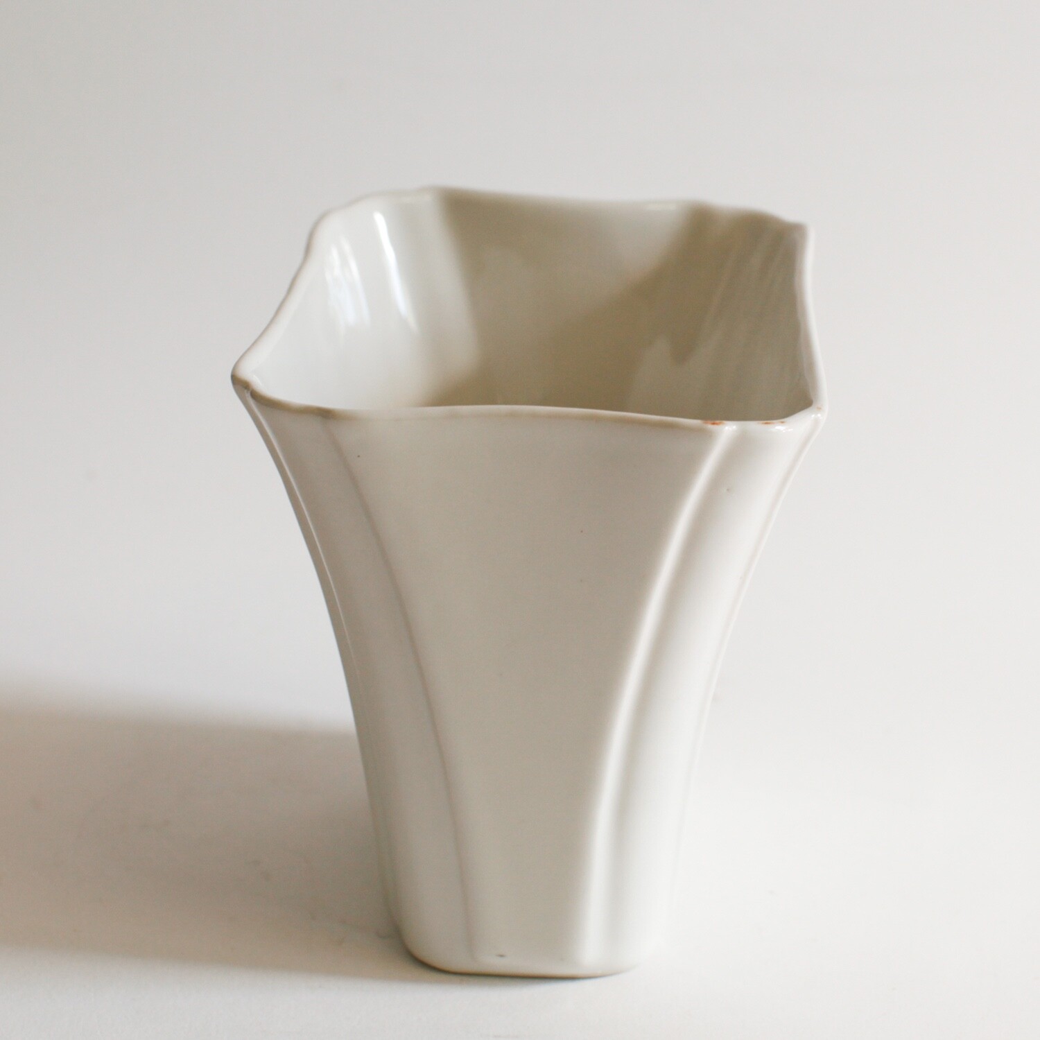 Vintage Alamo Pottery Vase White Flared San Antonio Texas Mid Century