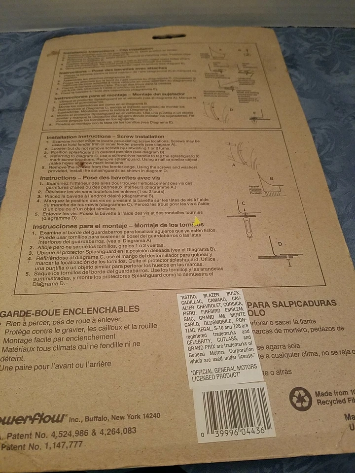 Vintage Powerflow GRAND AM Clamp-On Splashguards New Old Stock Made in USA NOS - Image 4 of 4