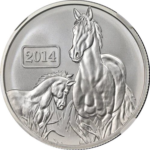 2014 Tokelau Silver $5 Year of the Horse NGC MS70 Early Releases Blue Label