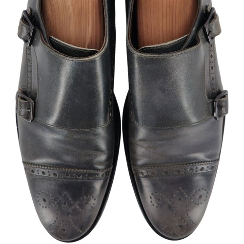 Bruno Magli Italy Gray Leather Double Monk Strap Loafers Men size 11 Dress Shoes - 第 2/12 張圖片