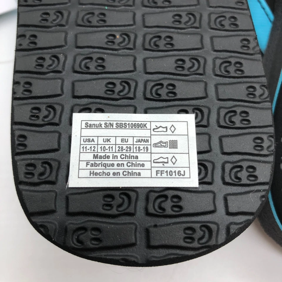 Сандалии-шлепанцы Sanuk для мальчиков девочек Rootbeer уютные легкие синие черные 11-12 - Изображение 4 из 4