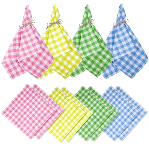 12-Pack Easter Cloth Napkins – 18.5x18.5 Inch Cotton Plaid Napkins For Holiday Dining - View #7
