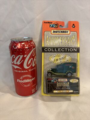 2) Coca Cola Fred Meyer 100th Anniversary Empty Can & 75th Anniversary Matchbox