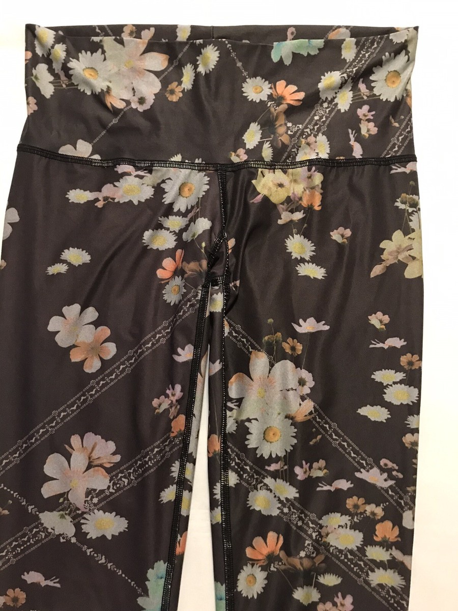 Teeki Leggings Women's Medium Gray Wildflower Fox Yoga Pants