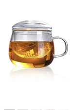 300ml Heat Resistant Tea Mug with Filter Glass Tea Cup with Lid and Infuser New